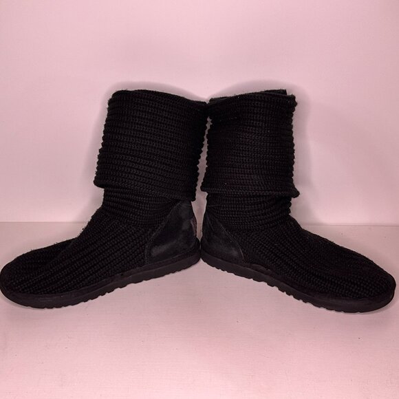 Ugg (5819) Cardy II Black Knit Button Boots Women Size 9 - Picture 5 of 8